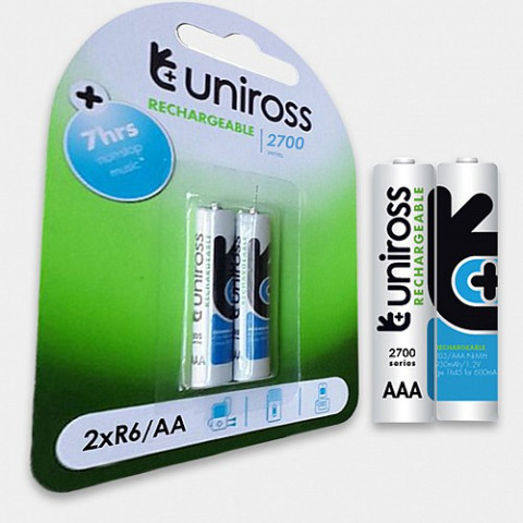 Uniross AA 1.2v 2700 Mah Rechargeable NI-MH Battery Cells (2 Pcs)